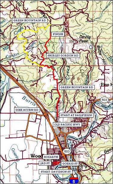 Map of criterium and hillclimb courses