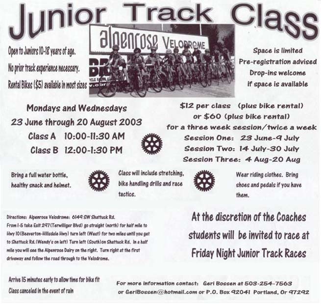 Junior Track Class Info